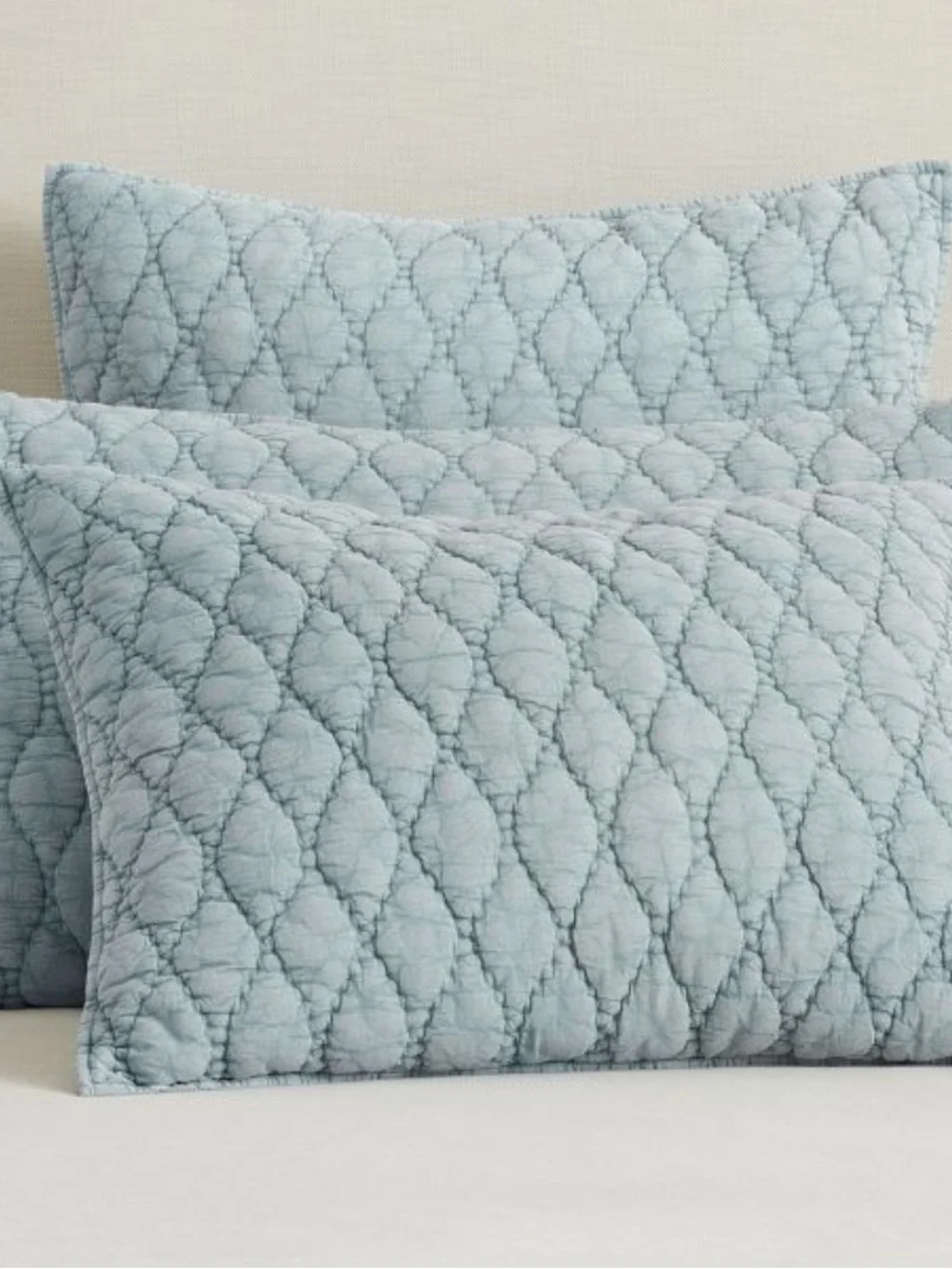 Pottery Barn Cocoon Voile Quilted Euro Pillow Sham 1 Blue Sample NWOT